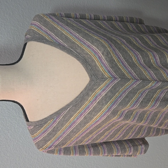 DEMOCRACY Dolman Sleeves Tie Front Top Sz XL Chevron Print In Gray Purple Yellow - Picture 2 of 11